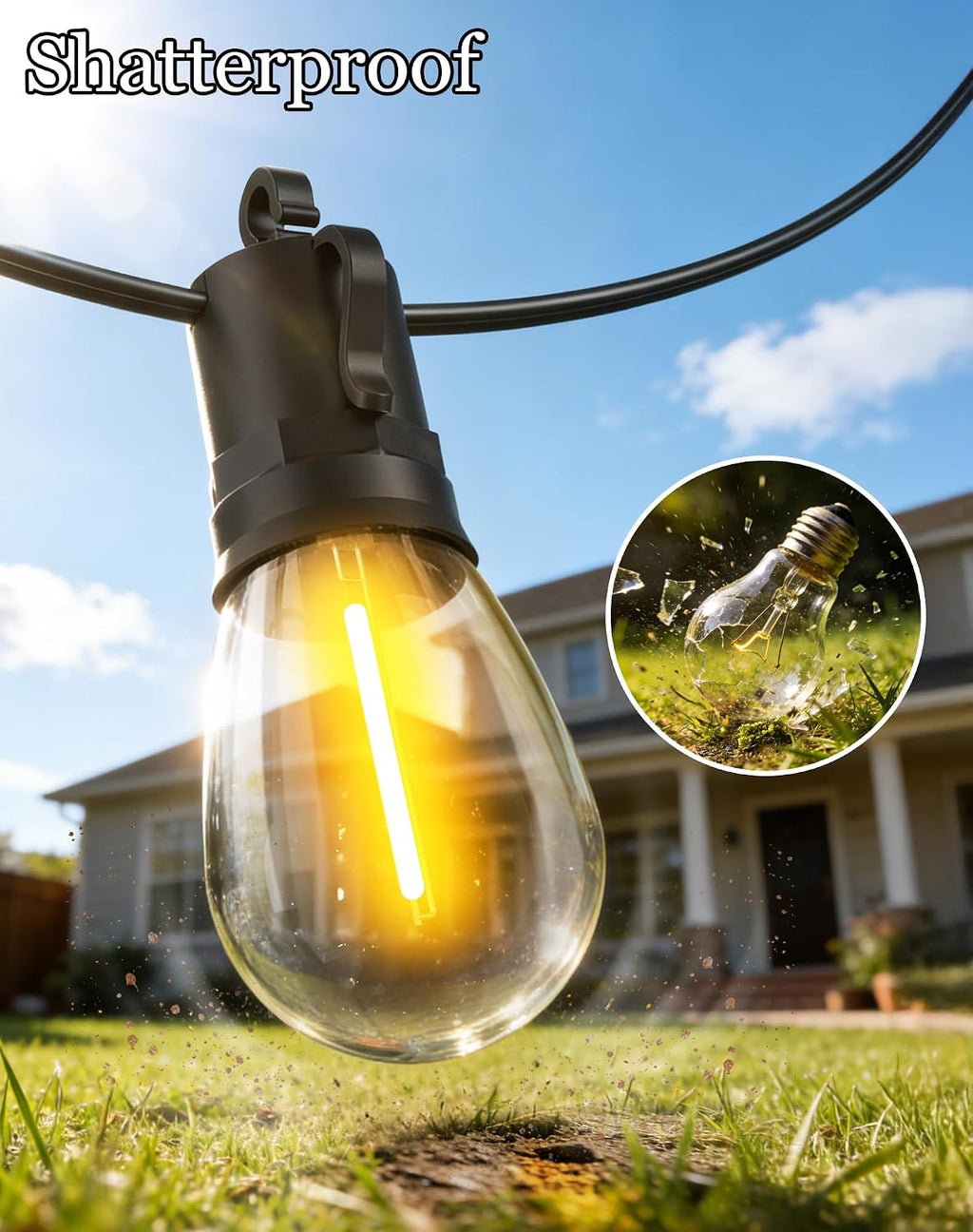 50ft Solar Powered Lights Outdoor - Waterproof String Light Outside Patio
