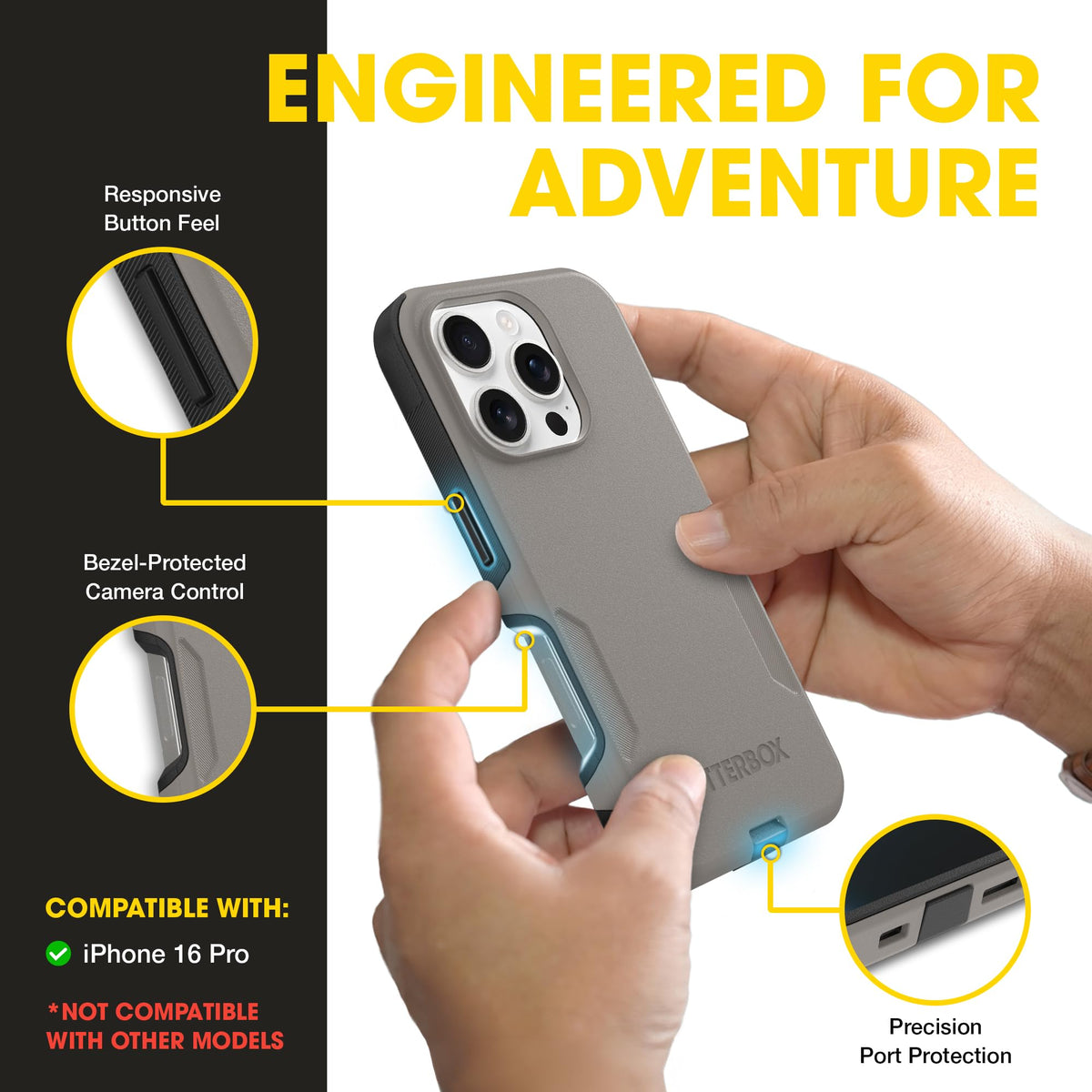 OtterBox iPhone 16 Commuter Series Case - Baby Blue Jeans, Thin & Protective iPhone Case, Dual-Layer, Impact Absorbing iPhone Case