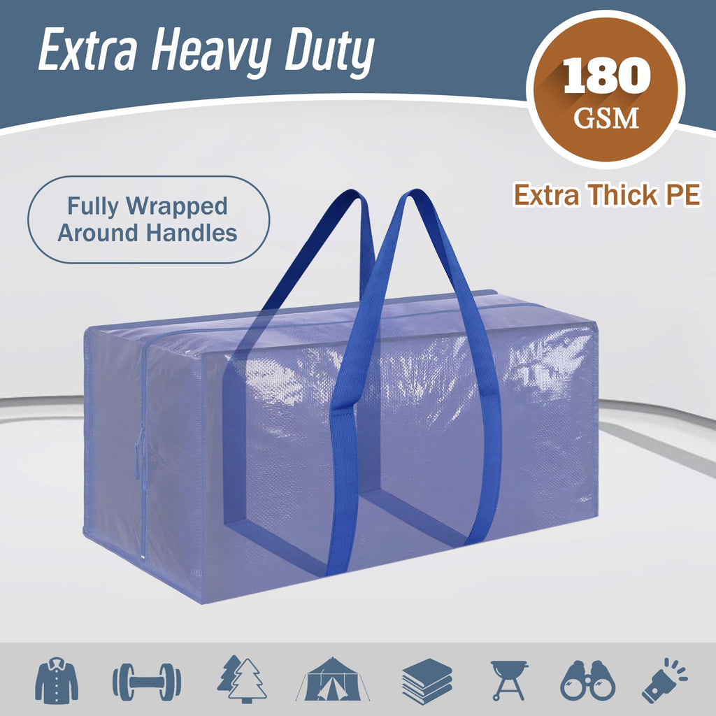 6 Pack Extra Heavy Duty Large Moving Bags with Strong Zipper, Dark Blue