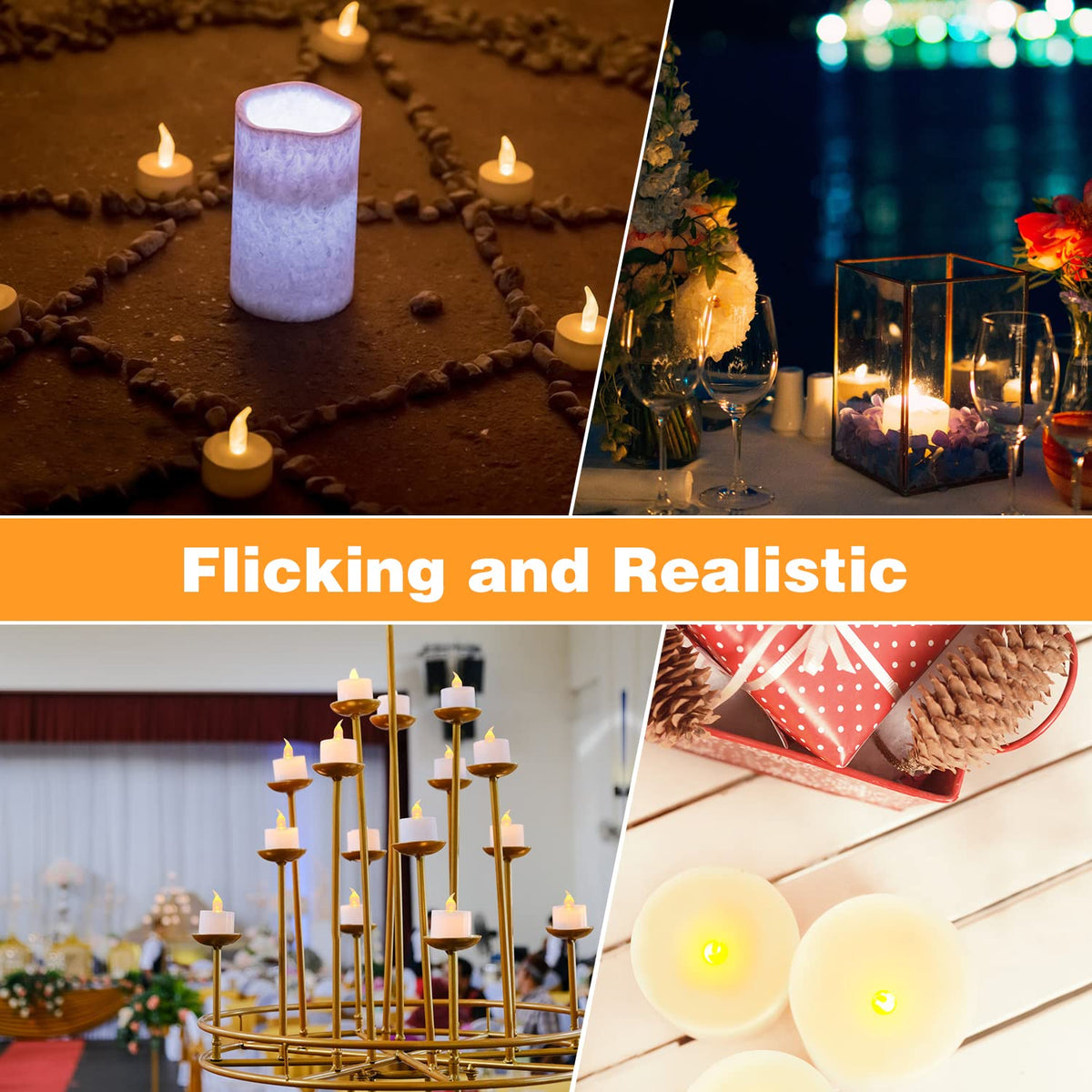 KOABY 12/24/50/100/200/400 Pack LED Tea Lights