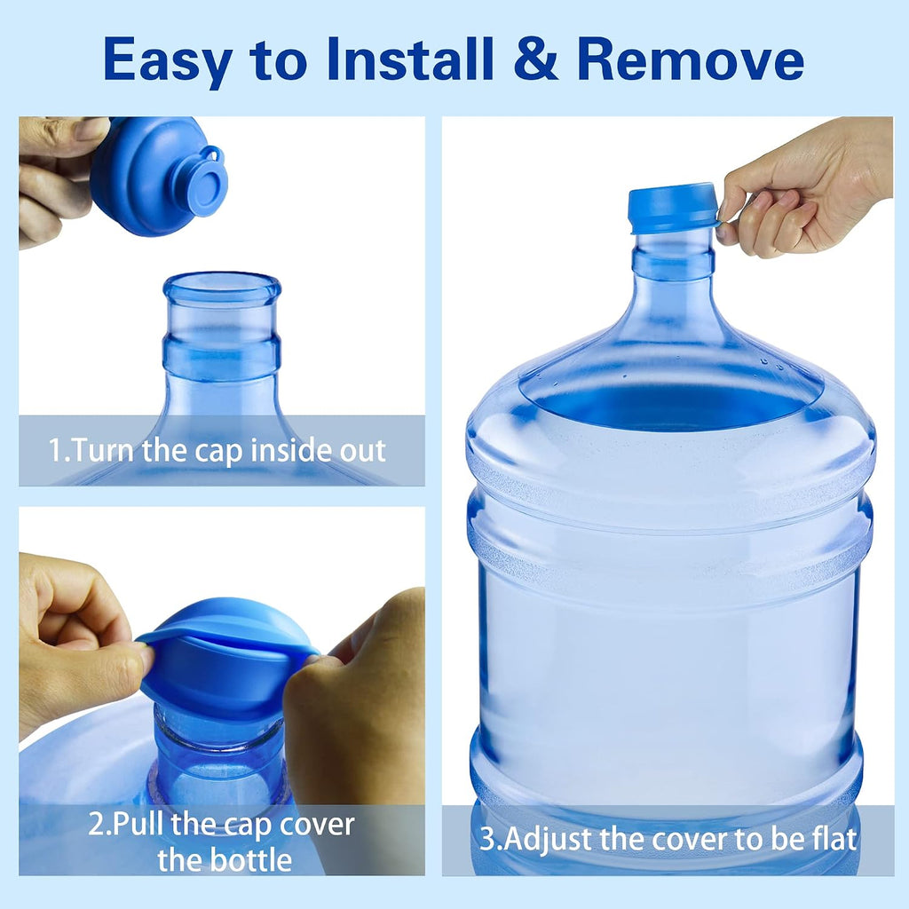 Gofriipai 3 and 5 Gallon Water Jug Cap, Reusable Silicone Bottle Lid Covers