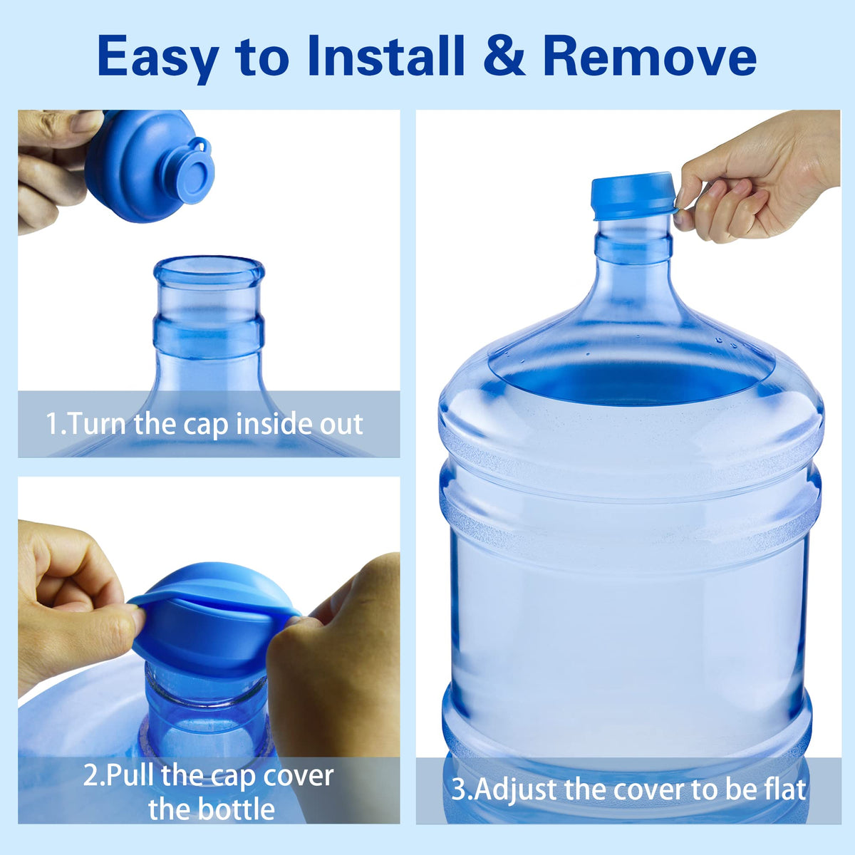 Gofriipai 3 and 5 Gallon Water Jug Cap, Reusable Silicone Bottle Lid Covers