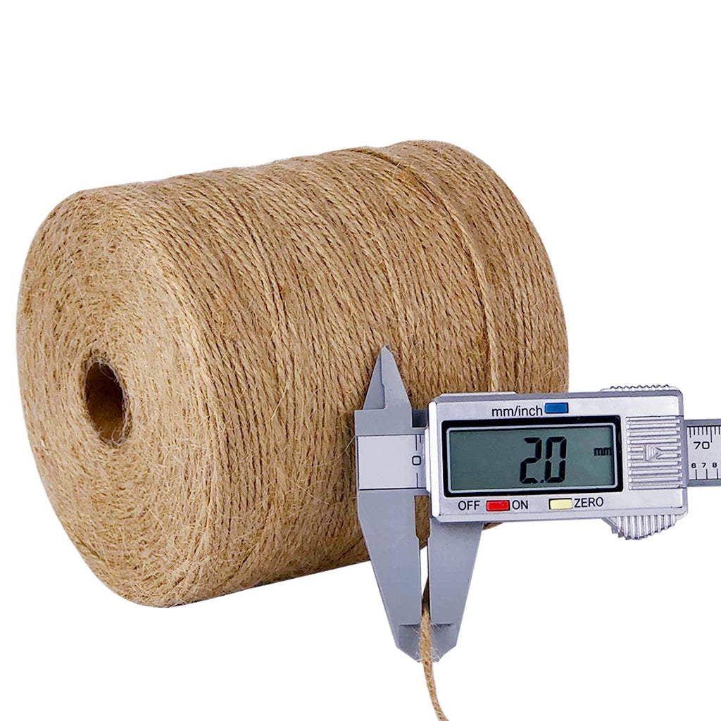 PerkHomy 1100FT Jute Twine String 2mm 3ply Natural Thin Twine for Craft Gardening Gift Wrapping Packing Material Wedding Christmas Decoration Bulk