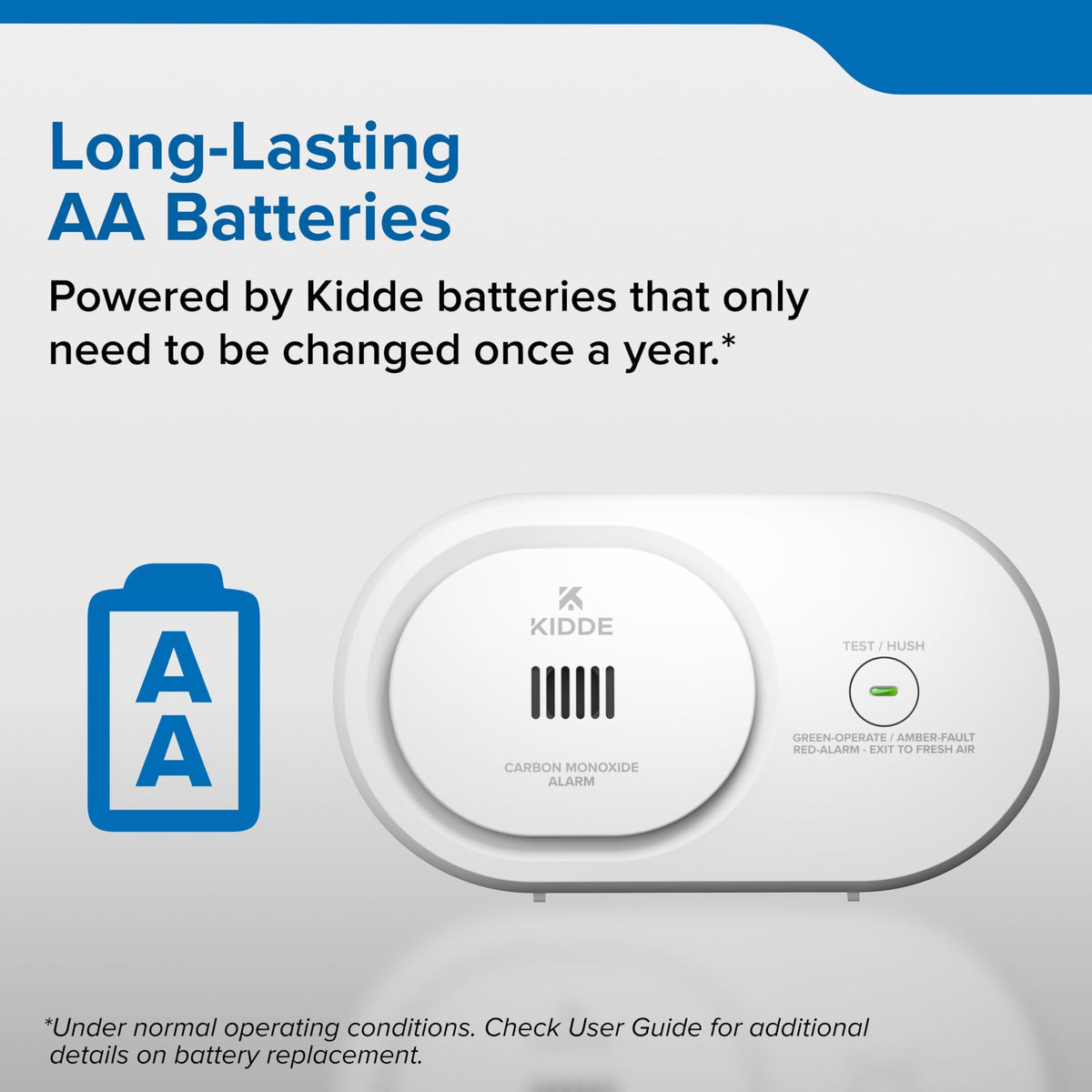 Kidde Carbon Monoxide Detector, AA Battery Powered, Portable for Travel or Home, 85 dB Alarm, LED Status Indicators, 3rd Edition