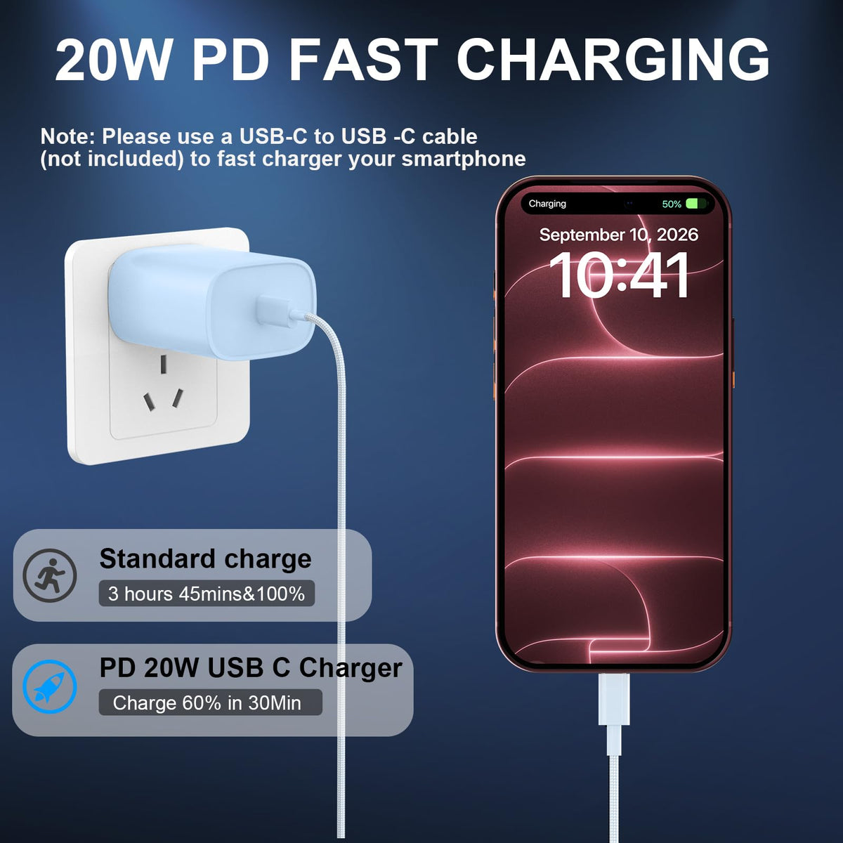 iPhone 18 17 16 15 Charger Fast Charging Type C Chargers USB C Cable 10FT