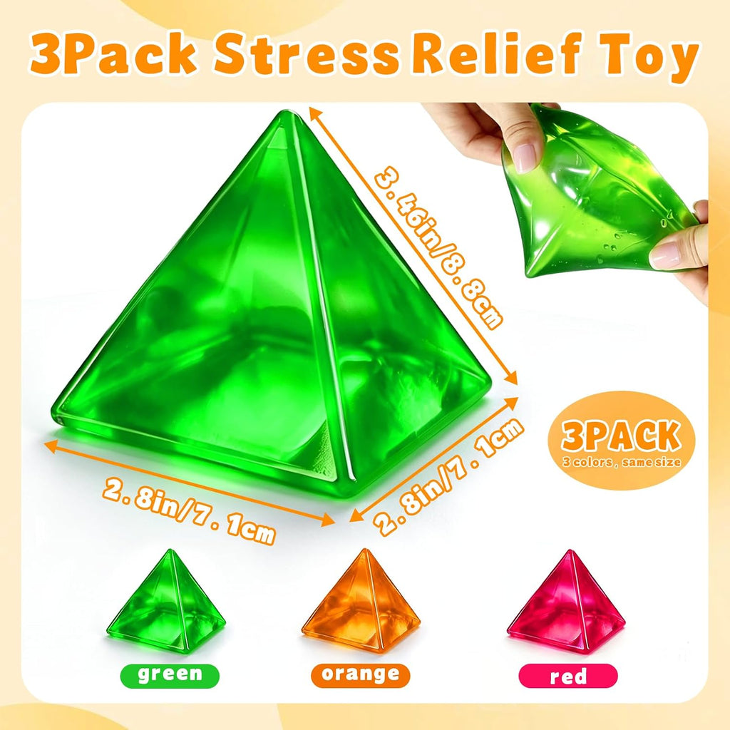 3 Pcs Coconut Oil Squishy Slow Rising Squishy Triangle Pyramid, Soft Squeeze Fidget Toy, Stress Relief Sensory Toy for Kids Party Gifts & Rewards