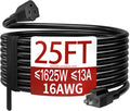Skrizcable 16/3 25 FT Outdoor Extension Cord Waterproof, Black Power Cord
