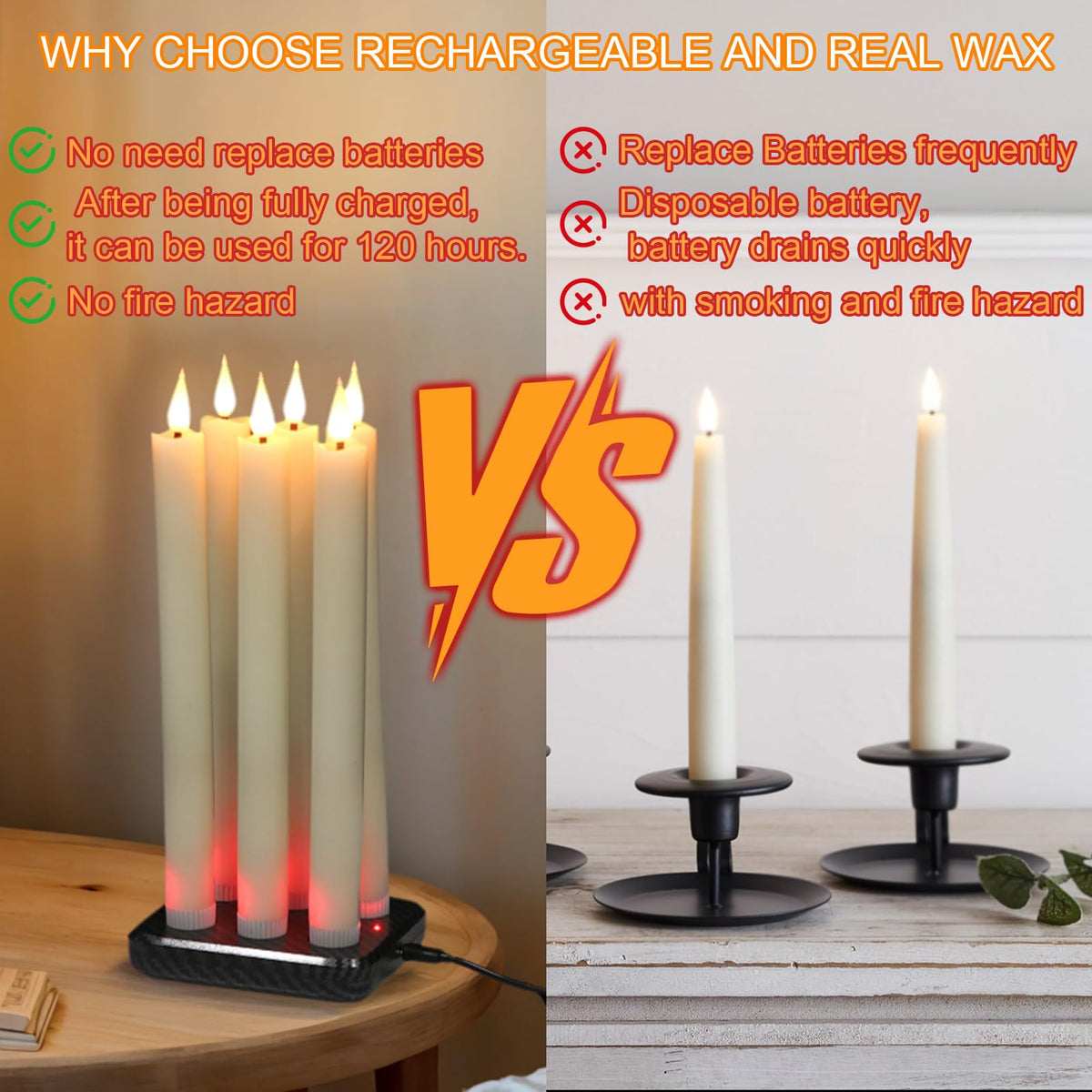GenSwin 10.8" Flameless Floating Candles Wand Halloween Decorations