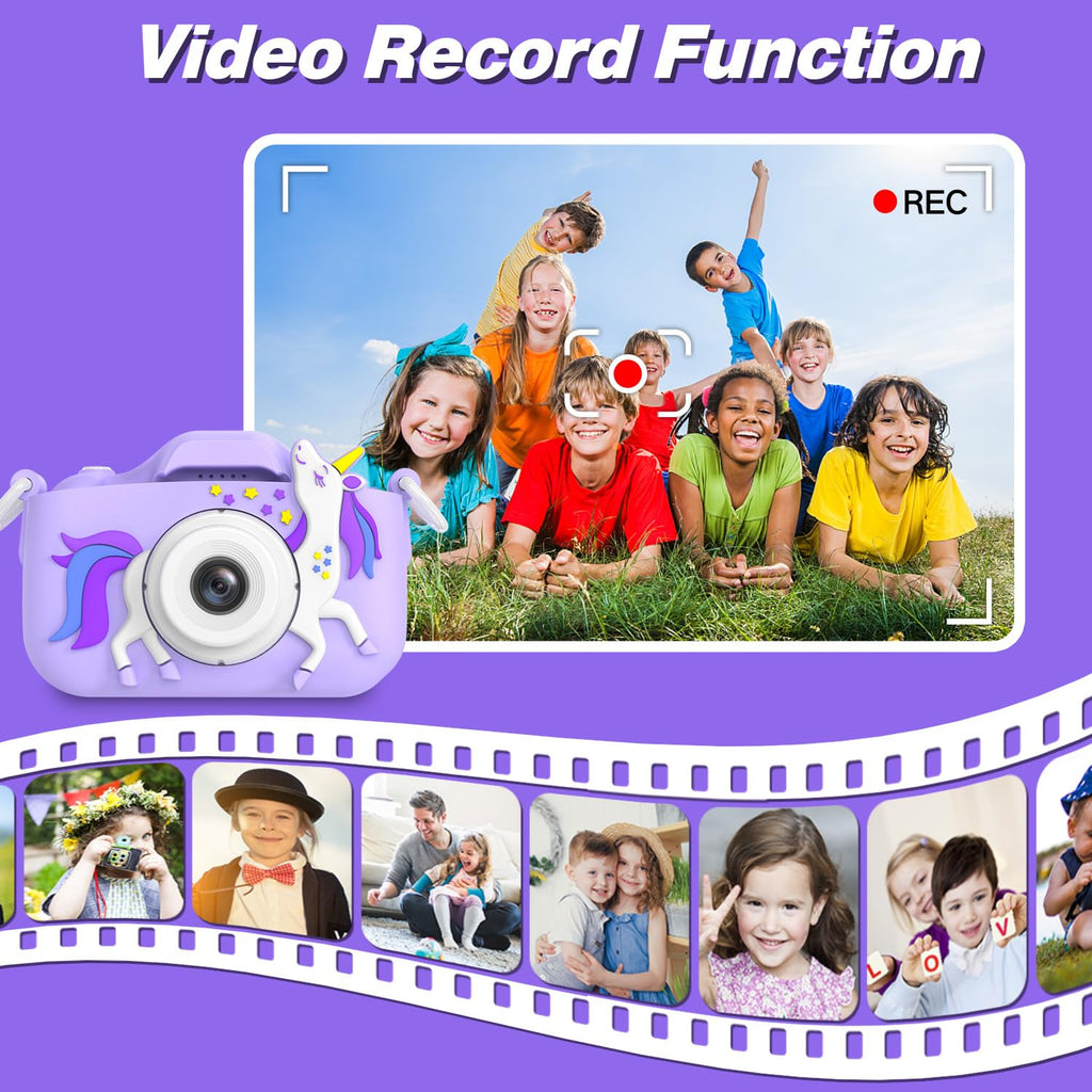 Goopow Kids Camera Toys for 3-8 Year Old Girls Boys,Children Digital Video Camcorder Camera with Cartoon Soft Cover, Best Chritmas Birthday Festival Gift for Kids