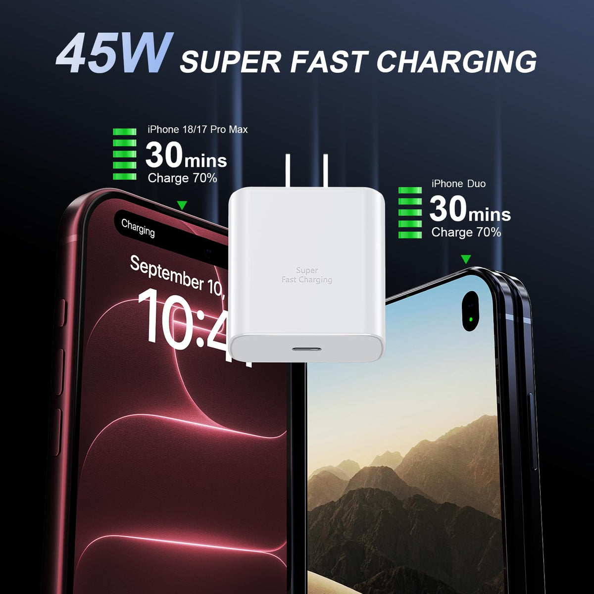 iPhone 18 17 Pro Max Charger Fast Charging 45W USBC iPhone Duo Fast Charger