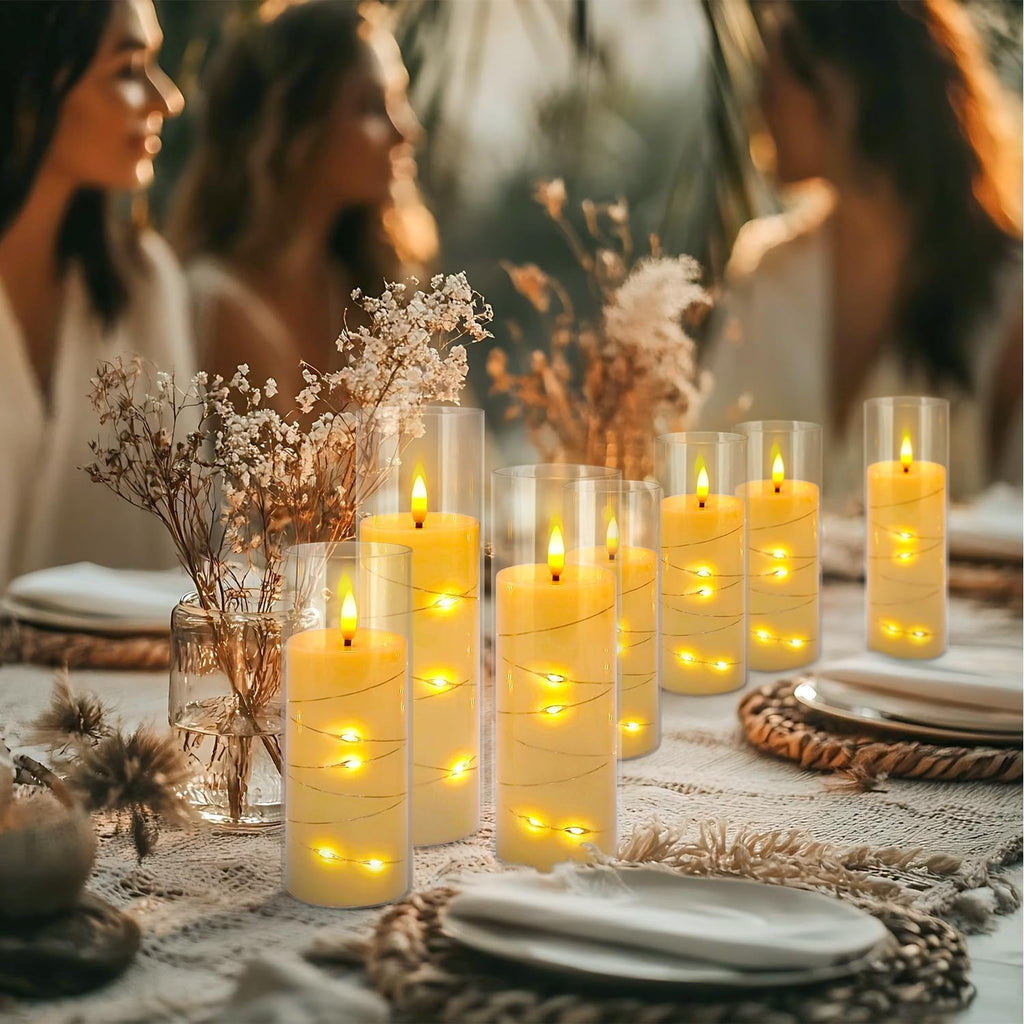 YOROXRG Set of 24 Waterproof Outdoor Flameless Candles, LED Candles with 4 Remote and Timer,(H 4" 5" 6" x D 2.2"),for Christmas,Halloween,Wedding,Festival