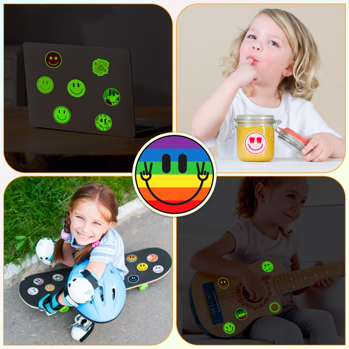 100PCS Smile Neon Stickers