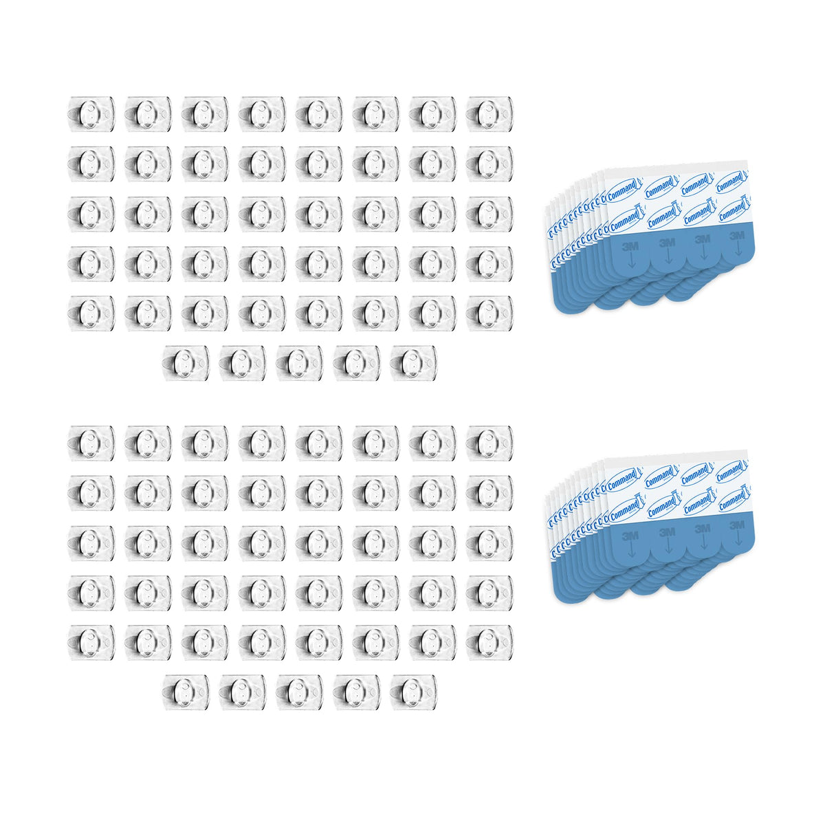 Command Clear Indoor Mini Light Clips Value Pack, 45 Clips, 54 Strips, Damage-Free String Light Hangers for Home, Room, Wall, Office, and Dorm Decor, Great for Cable Management, Holds up to 0.3 lb