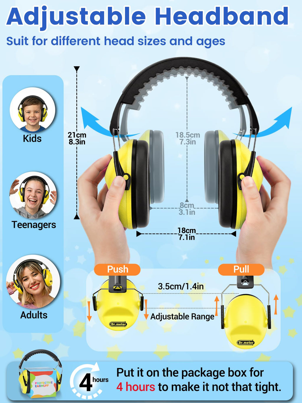 Dr.meter EM100 Noise Cancelling Headphones for Kids Adults, Ear Muffs