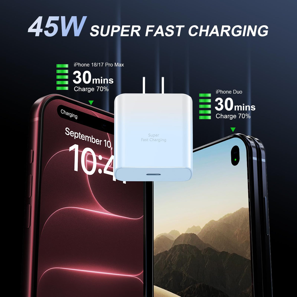 iPhone 18 17 Pro Max Charger Fast Charging 45W USBC iPhone Duo Fast Charger