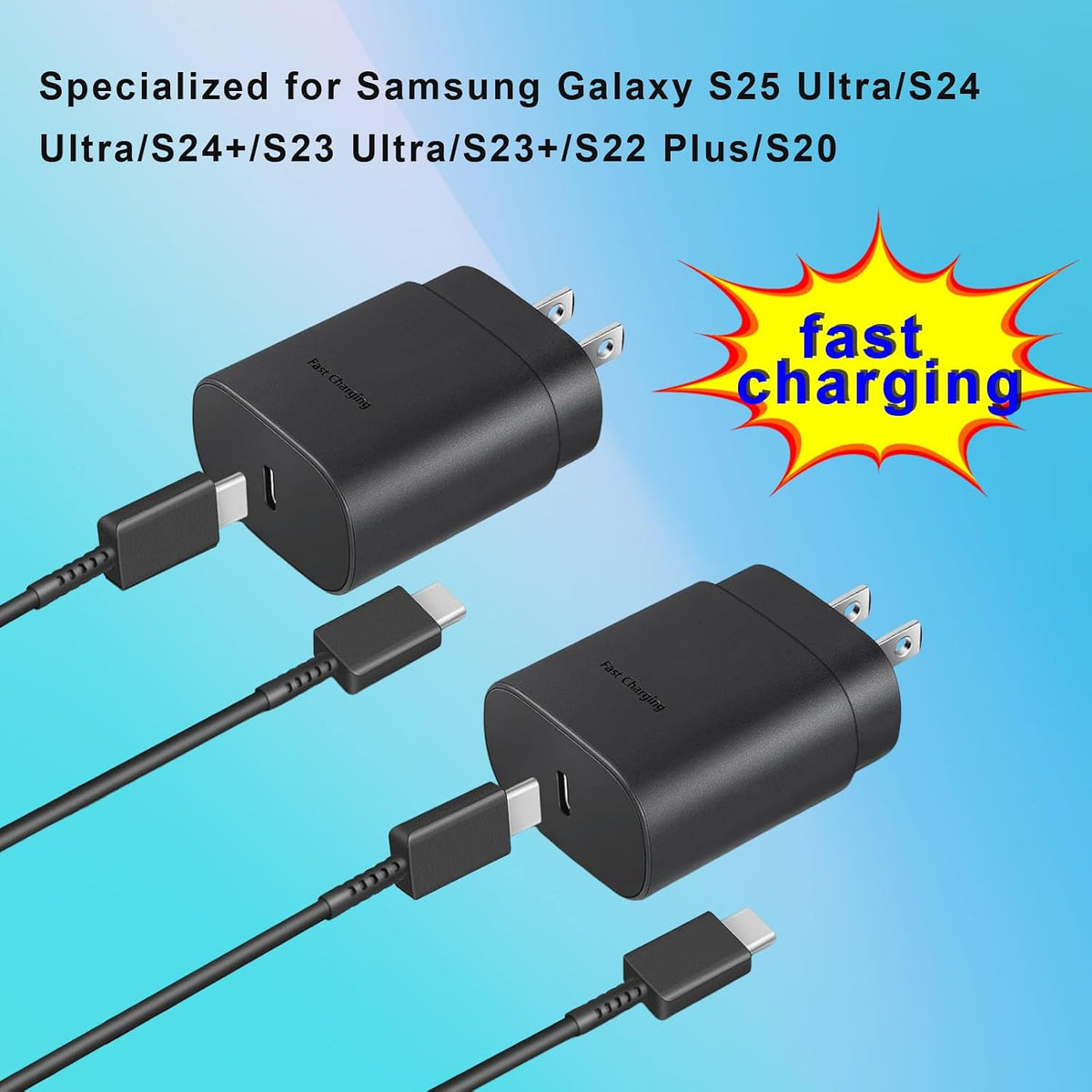 25W USB C Charger,Super Fast Charging Block,Type-C Power Adapter (2 Black and White)