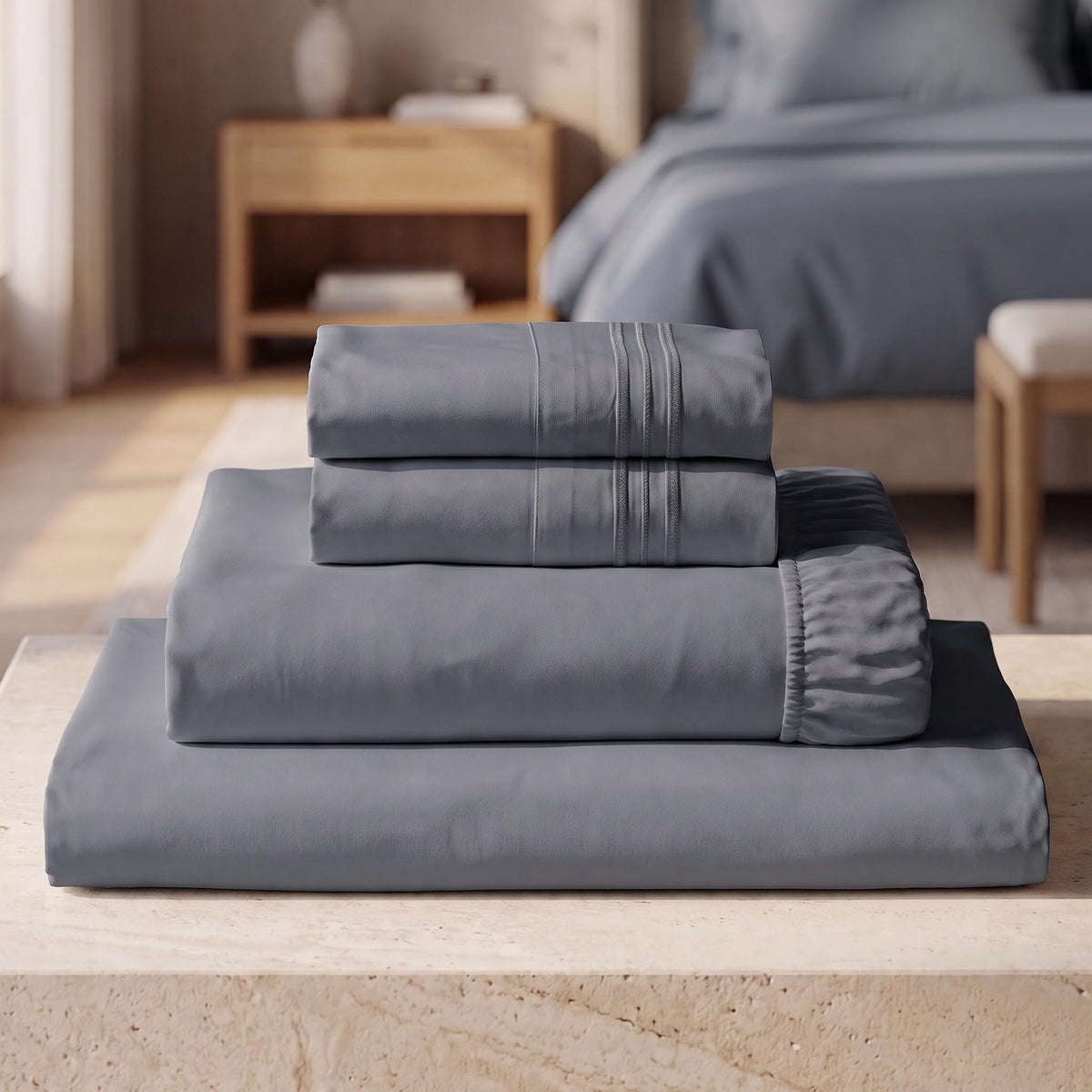 Mellanni Iconic 4-Piece Bed Sheet Set, 16" Deep Pocket (Queen, White)