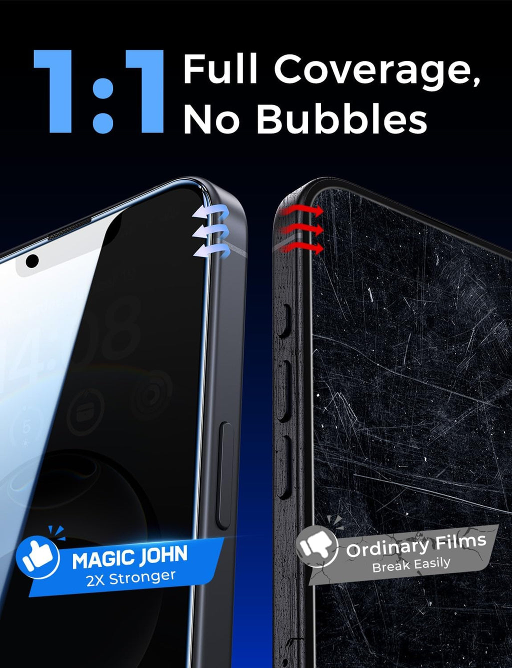 MAGIC JOHN for iPhone 16e Privacy Tempered glass Screen Protector 6.1 inch
