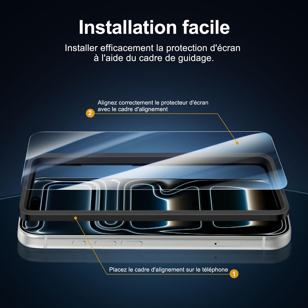 NEW'C for iPhone 16 Pro Screen Protector + Camera Lens Protector + Tool
