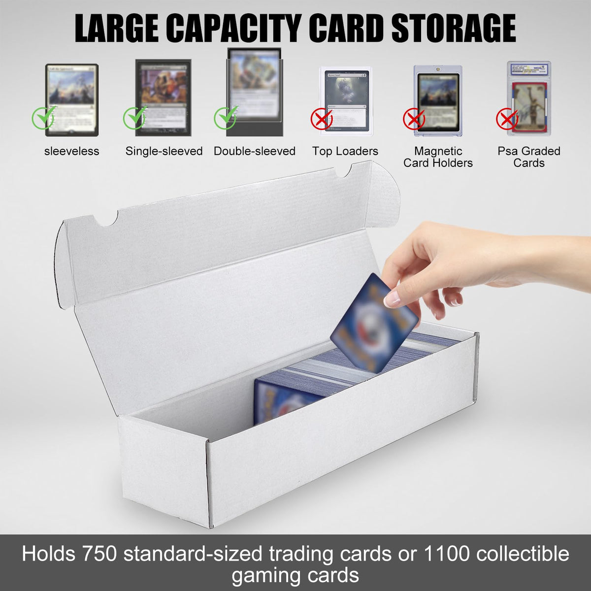 Trading Card Storage Box, 3-Pack 1100 Count White Corrugated Cardboard Box