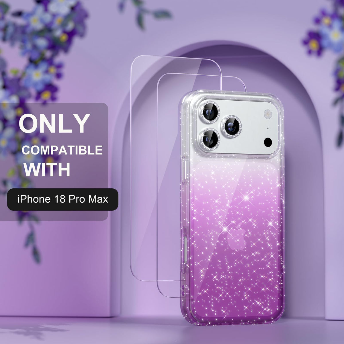 Choiche for iPhone 18 Pro Max Case Clear Women Girly (Glitter Clear)