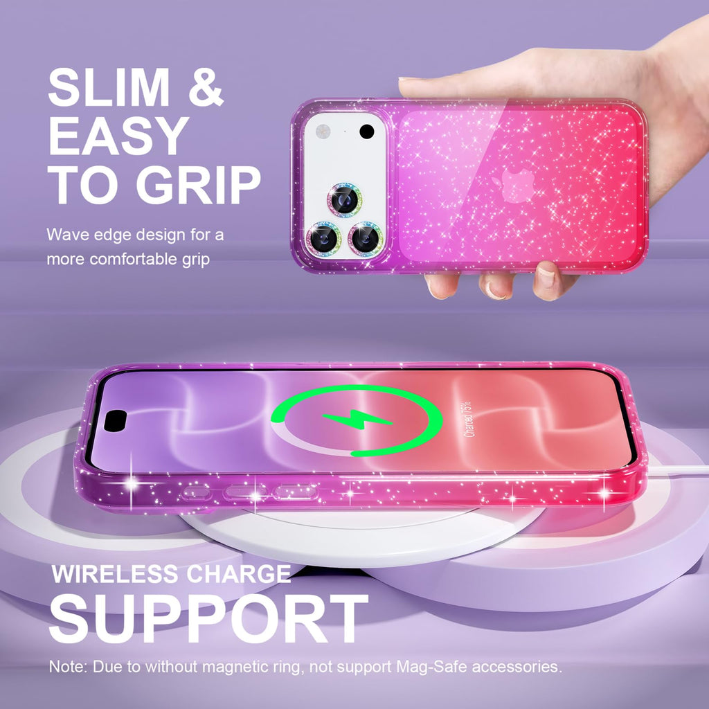 Choiche for iPhone 18 Pro Max Case Clear Women Girly (Glitter Clear)