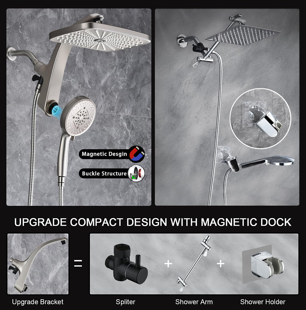 Rain Shower Head with Handheld Showerhead, Chrome 1.8GPM 460311