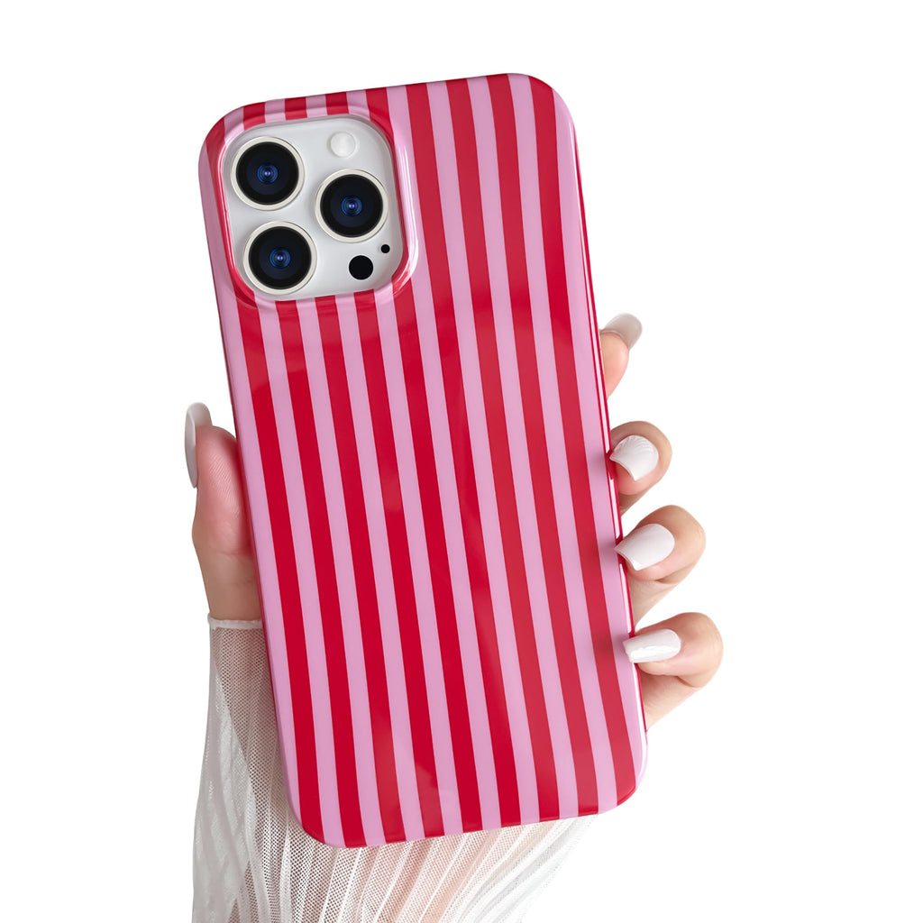 Yeddabox for iPhone 15 Pro Case Cute Striped Phone Case Soft TPU Slim Shockproof Phone Cover for Women Girls, Green and Blue