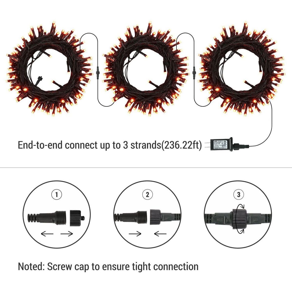 Brizled LED Halloween Lights Indoor Outdoor Orange & Purple String Light