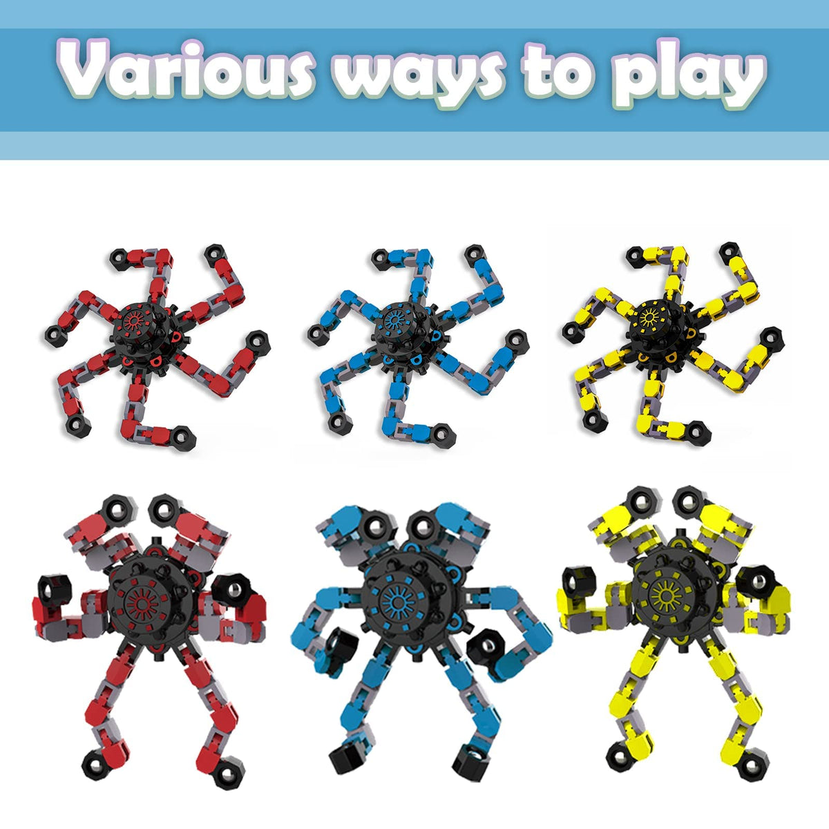 Transformable Fidget Spinners,9PCS Funny Sensory Fidget Toys for Kids