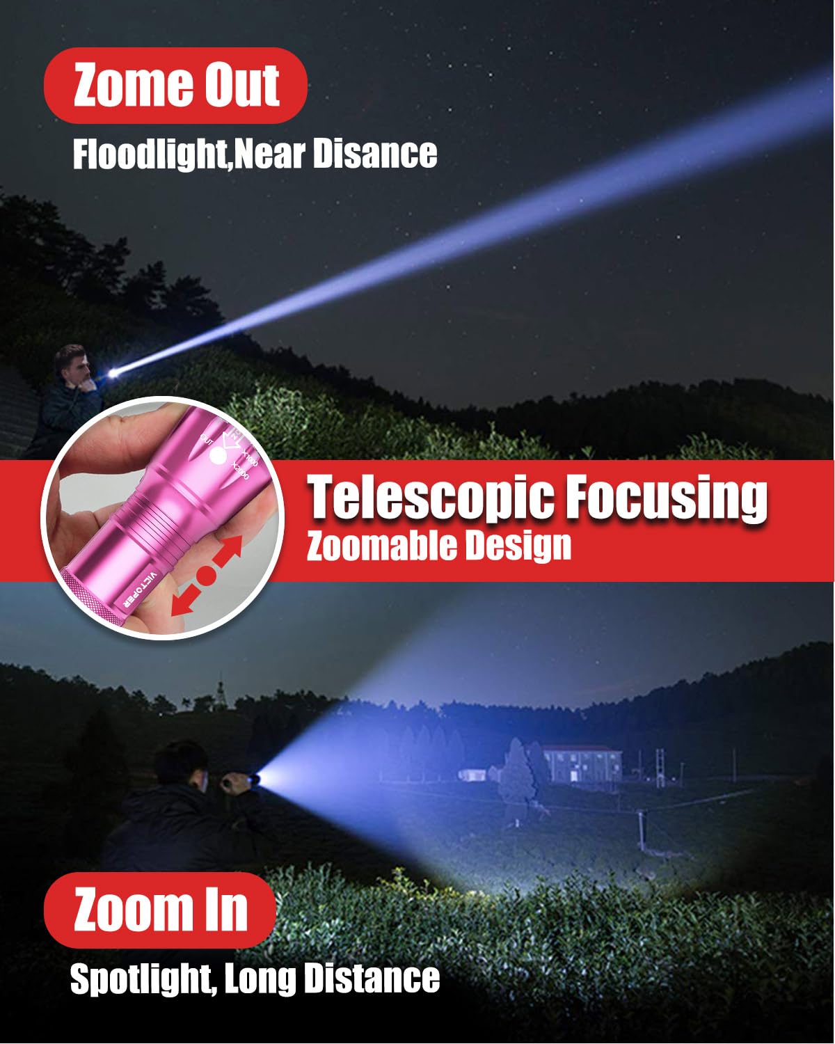 Victoper LED Flashlight 2 Pack, Bright Tactical Torch High Lumens 5 Modes, Waterproof Zoomable Flash Light for Outdoor, Birthday Gifts for Men, Dorm Room Hiking Camping Essentials Gear for Guys