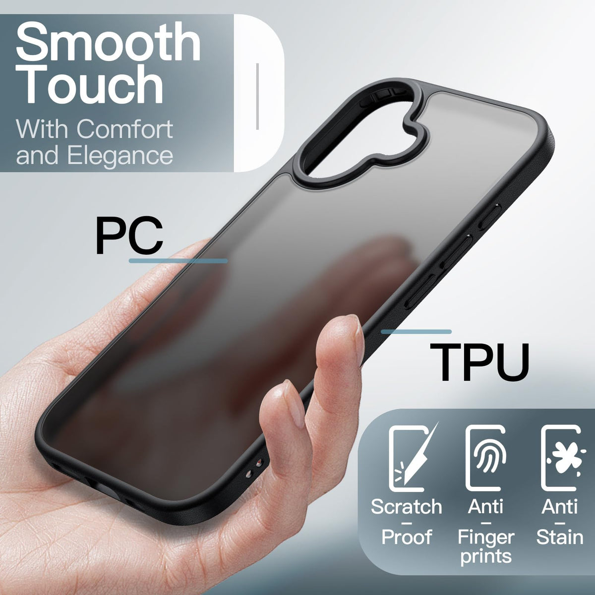 JETech Matte Case for iPhone Air, Black