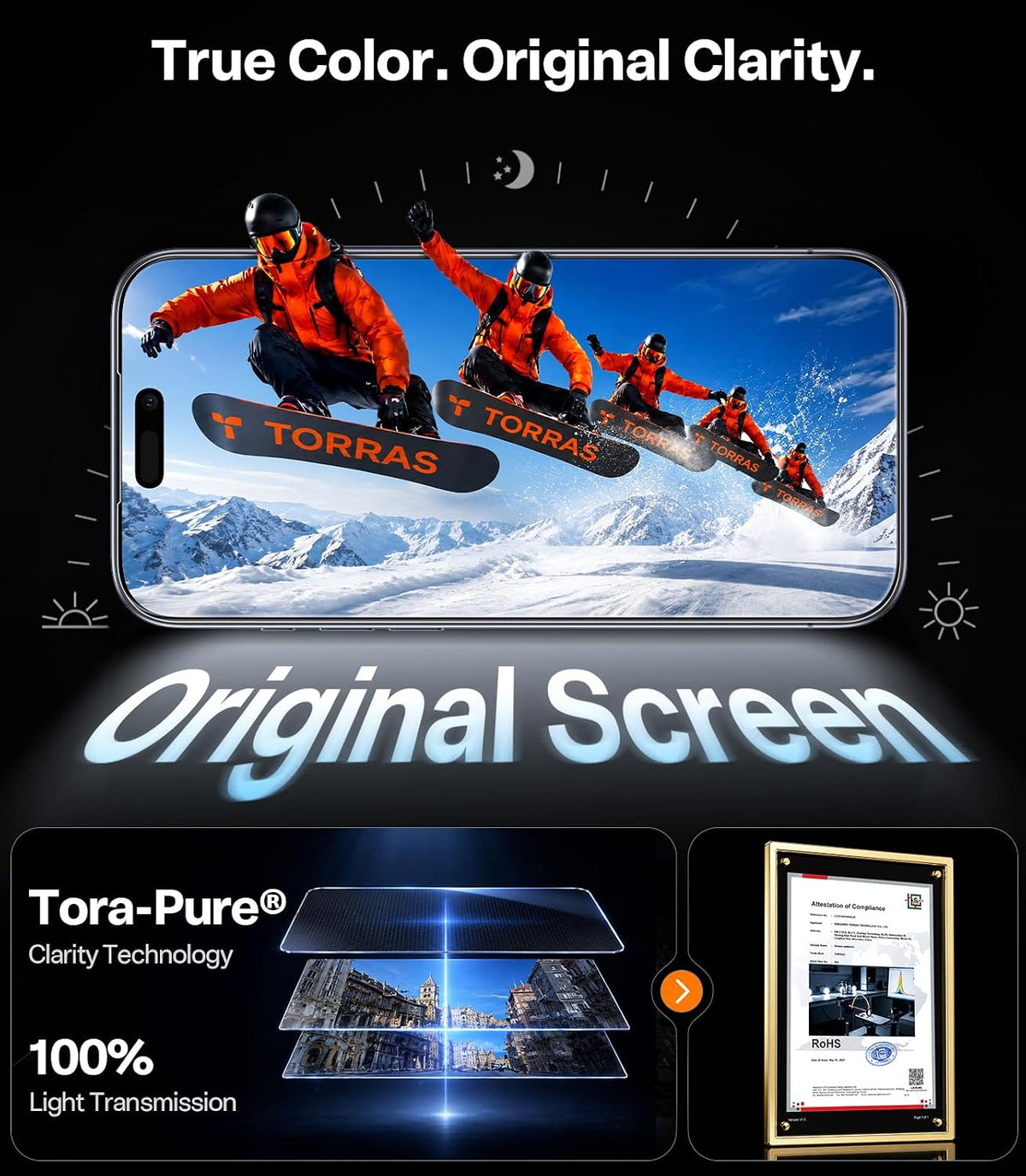 TORRAS 2-Pack for iPhone Air Screen Protector [12Ft Military-Grade Shatterproof] [9H+ Aerospace Tempered Glass] Anti-Scratch Full Coverage Fit