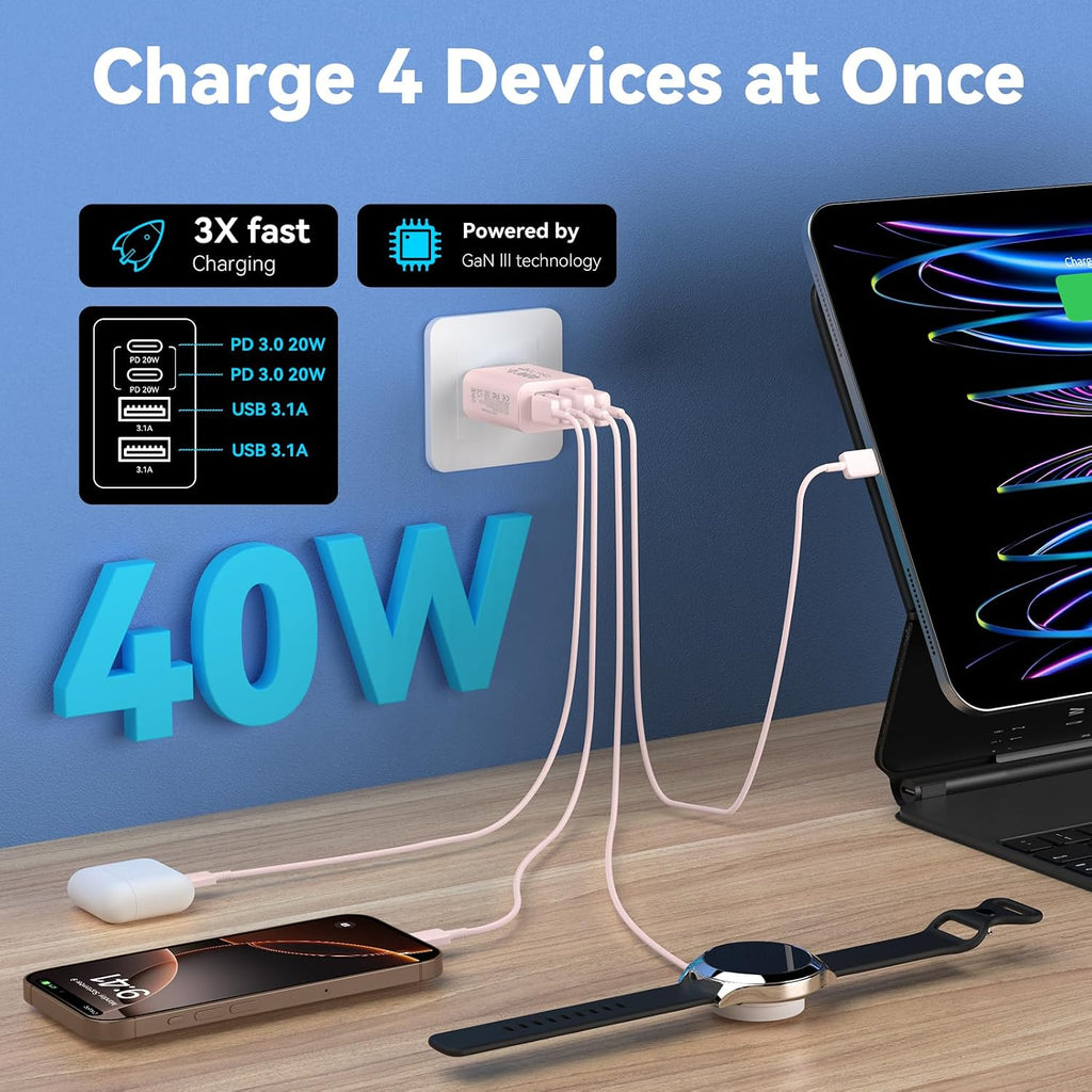 USB C Charger Block Multiple Ports Wall Charger Fast Phone Charging Blocks