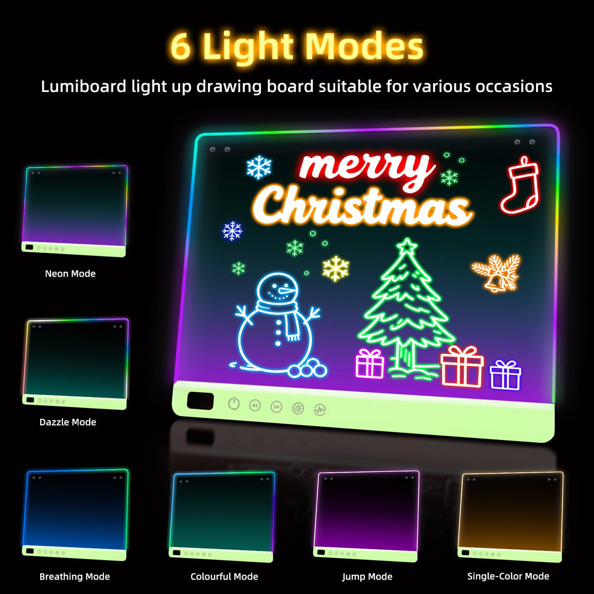 Led Drawing Board with 13 Light Effects, 16" Rechargeable Glow Doodle LED Note Board with Colors, Neon Light Up Drawing Tablet Gifts for Kids for Easter Birthday Christmas Gift Ideas