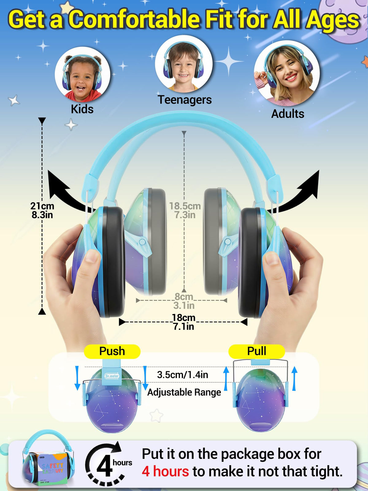 Dr.meter EM100 Noise Cancelling Headphones for Kids Adults, Ear Muffs