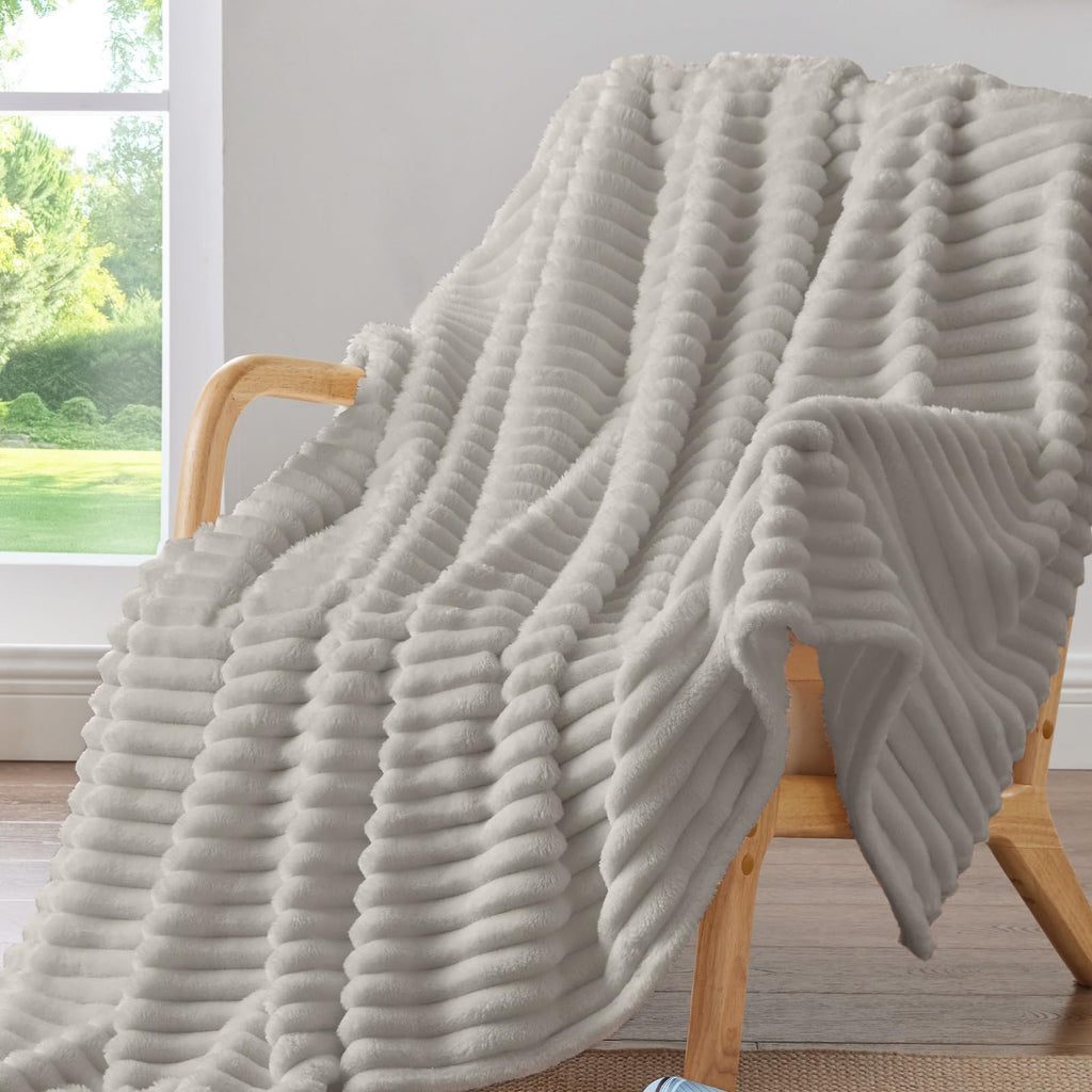 BEDELITE Ribbed Full Size Blanket for Bed, Olive Green, 84"x90"