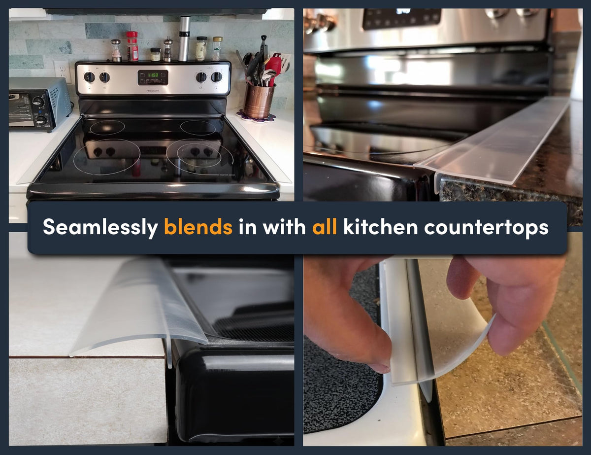 Linda’s Essentials Silicone Stove Gap Covers (2 Pack), Heat Resistant Oven Gap Filler Seals Gaps Between Stovetop and Counter, Easy to Clean Stove Gap Guard (21 Inches, Black)