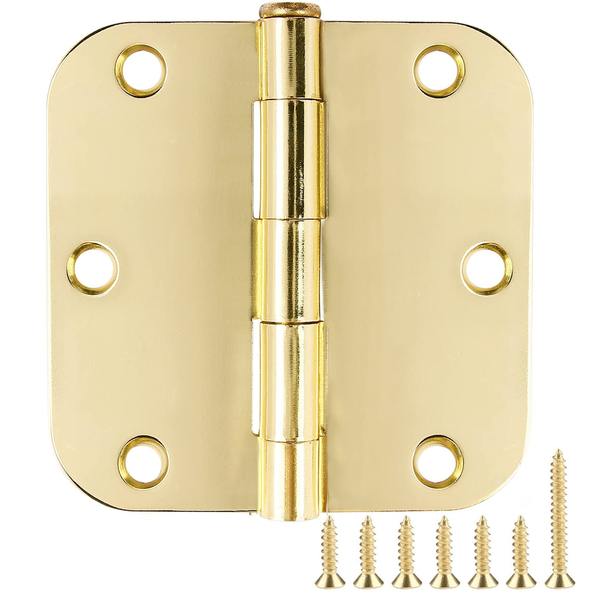 TDCHINGES Rounded Matte Black Door Hinges 3.5 Inch 5/8" Radius Flat 30 Pack