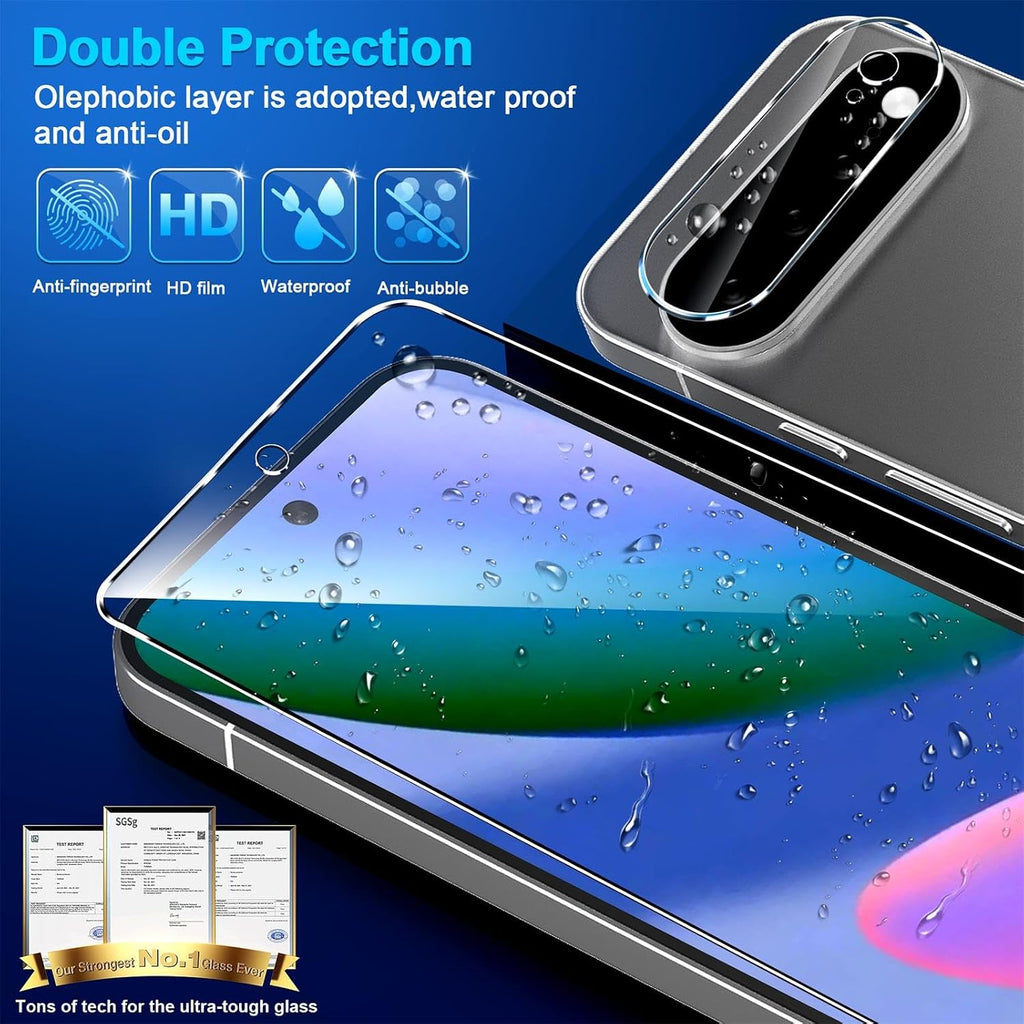 letosan 3 Pack for Google Pixel 11 Pro Screen Protector Tempered Glass + 3 Pack Camera Lens Protector, Military Grade Shatterproof, 9H Hardness, Fingerprint Unlock,Case Friendly 6.3 Inch