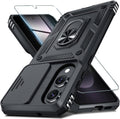 Janmitta for Samsung Galaxy S25 Edge Case Built in Slide Camera Cover,Black