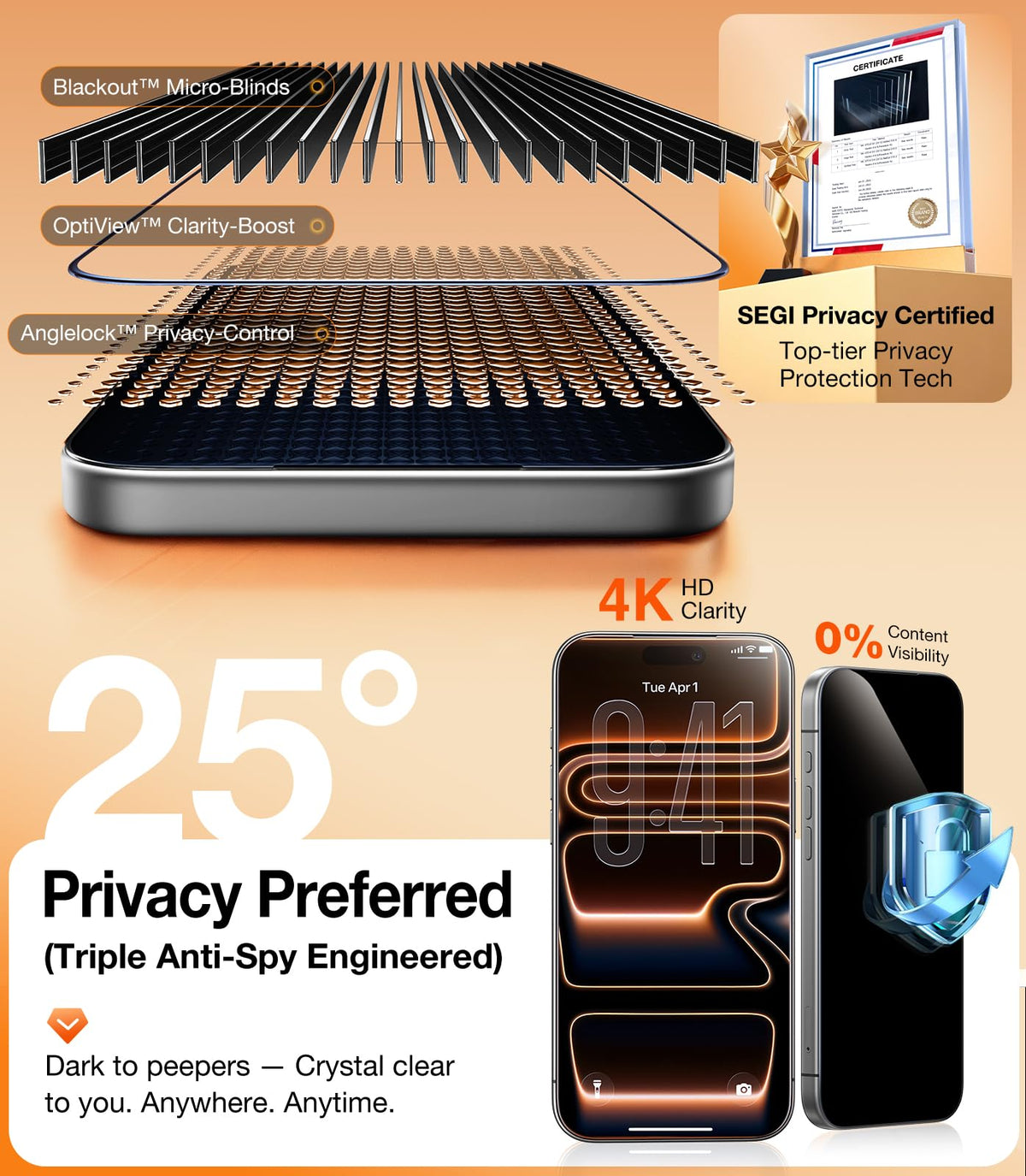 UltraGlass TOP 9H+ Armor for iPhone 14 Pro Max Privacy Screen Protector