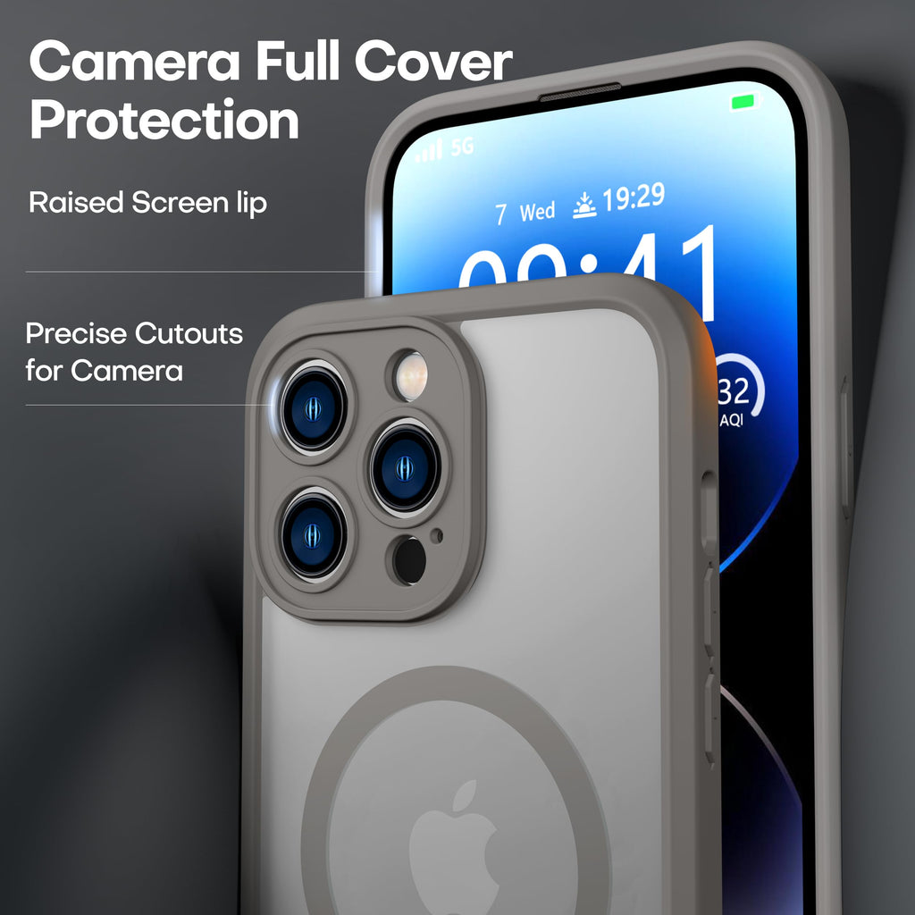ImpactStrong Magnetic Guard Designed for iPhone 13 Case [Camera Protection] [Military Grade Drop Tested] [Compatible with MagSafe] Slim Translucent Matte Phone Case (6.1") - Black