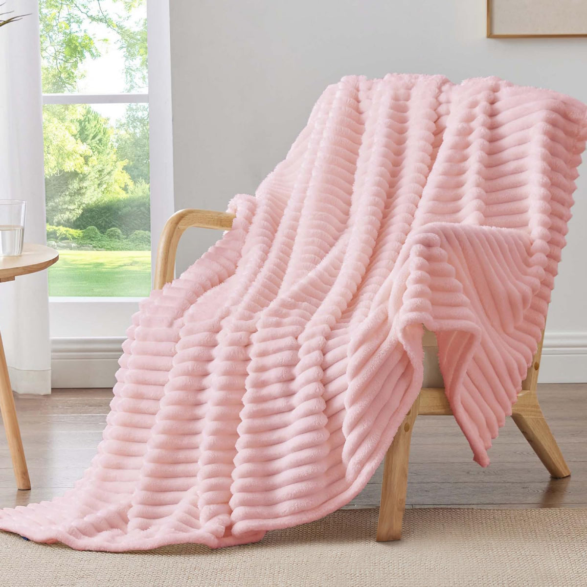 BEDELITE Ribbed Full Size Blanket for Bed, Olive Green, 84"x90"