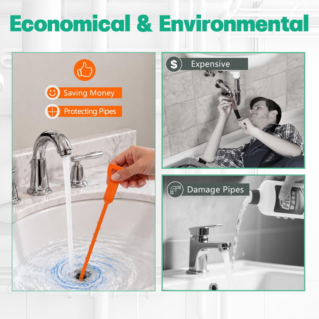 Drain Snake Hair Drain Clog Remover - 3 Pack Shower Sink Unclogger Tool