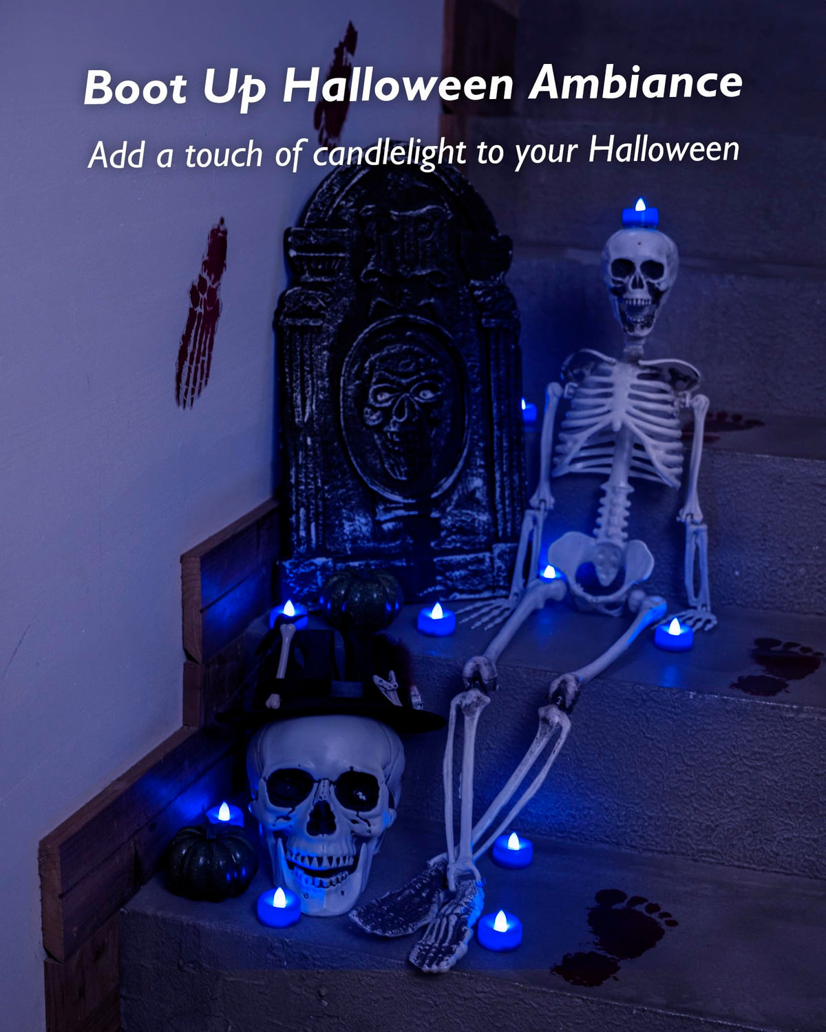 merrynights LED Candles, Tea Lights Candles Battery Operated Bulk, 24-Pack Long-Lasting 200 Hours Flameless Tealight Candles, Realistic Tea Lights for Halloween Christmas Wedding, 1.5'' D X 1.25'' H