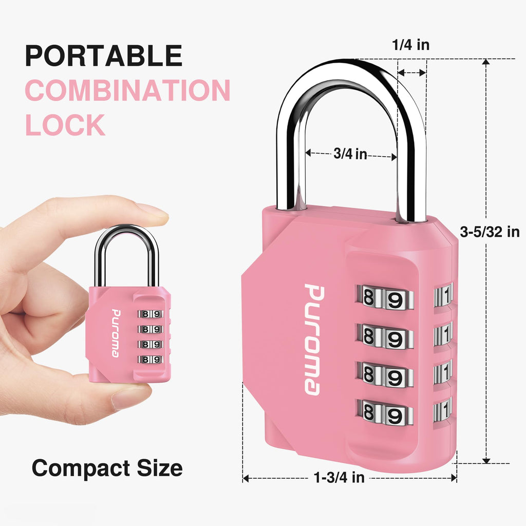Puroma 2 Pack Combination Lock Locker 4 Digits Combo Padlock Gym Black