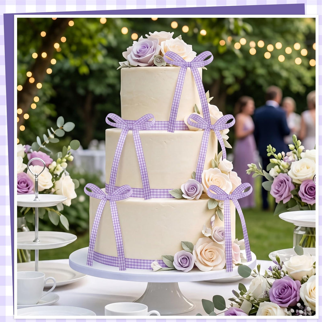 30 Pack Bow Cake Toppers Pink Ribbon Bows for Cake Back to School Decor