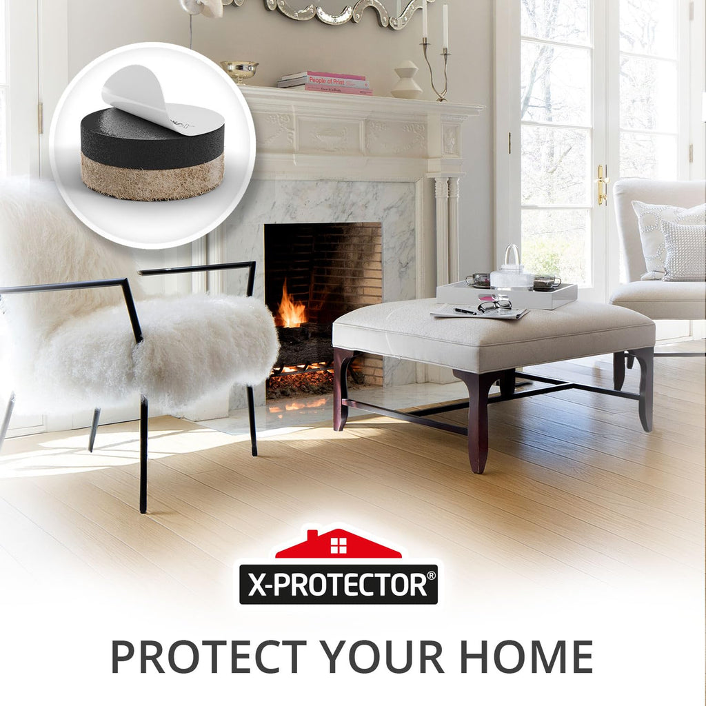 Felt Furniture Sliders for Hardwood Floors X-PROTECTOR 16 PCS 3 ½”