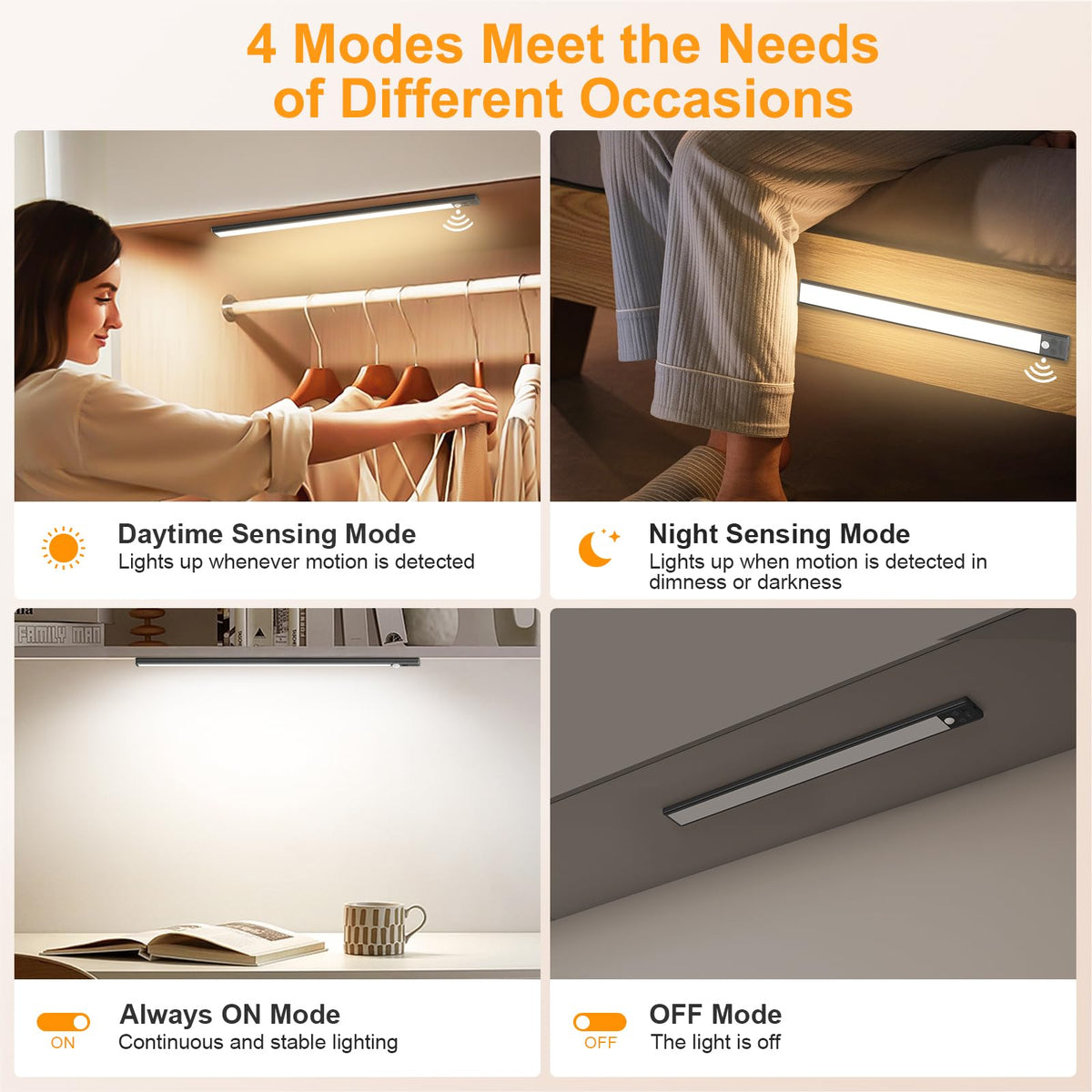 Gritin 10.2inch Under Cabinet Lighting Rechargeable 2 Pack
